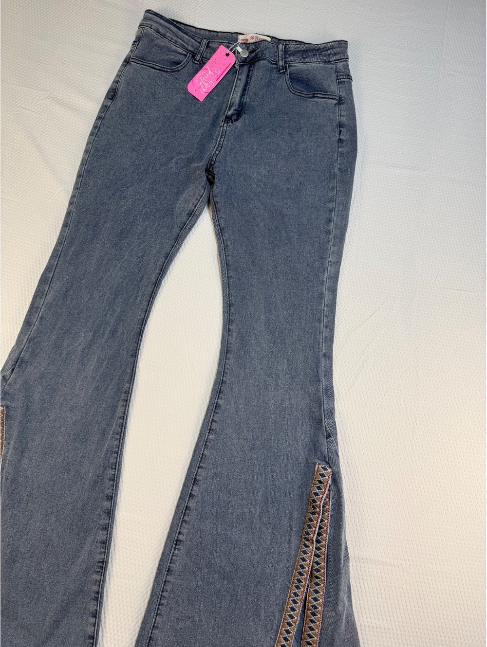 Southern Fried Chics Jeans Womens 2XL Bell Bottom Flare Embroidered Boho NWT